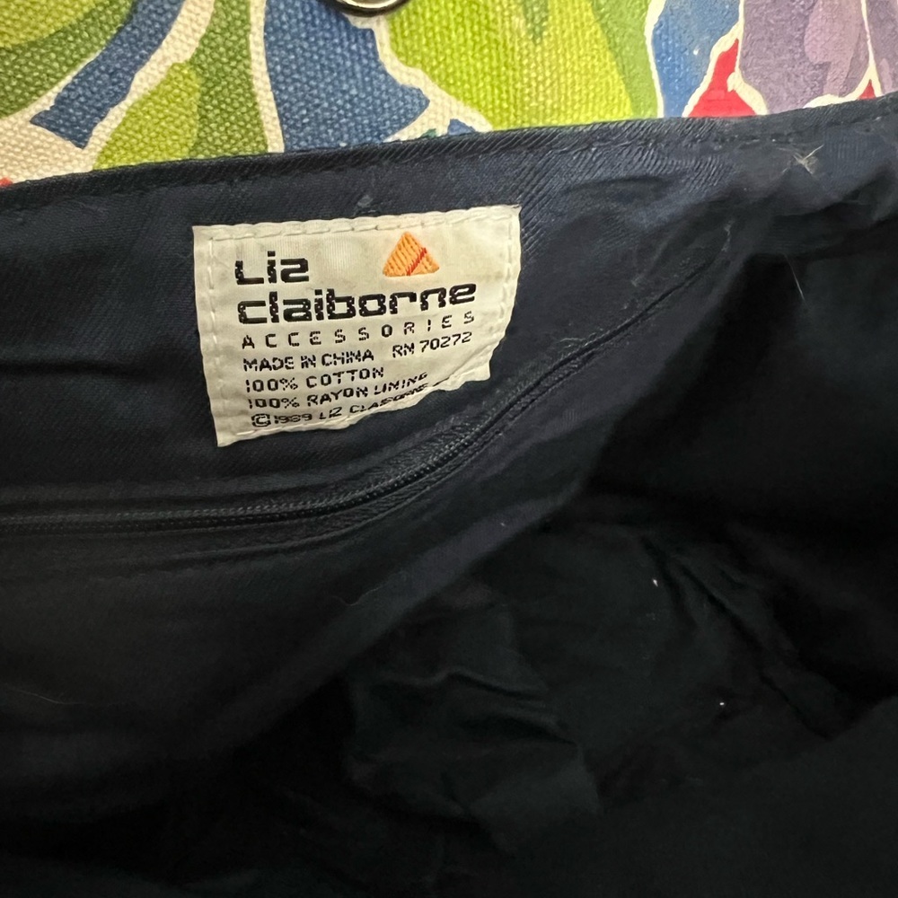 Vintage 90s Floral Multicolor Tote Bag Liz Claiborne Spring Summer Festival - Picture 8 of 8